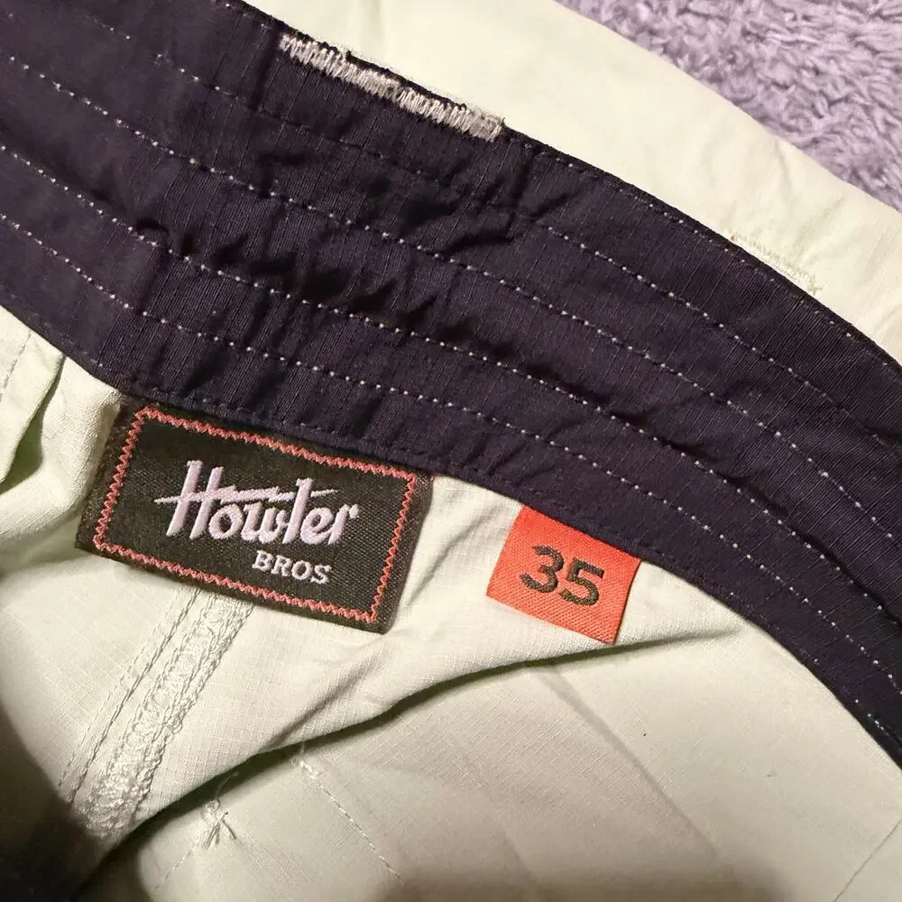 Howler Brothers Horizon Hybrid Shorts Mens 35 Green Quick Dry Hiking Drawstring